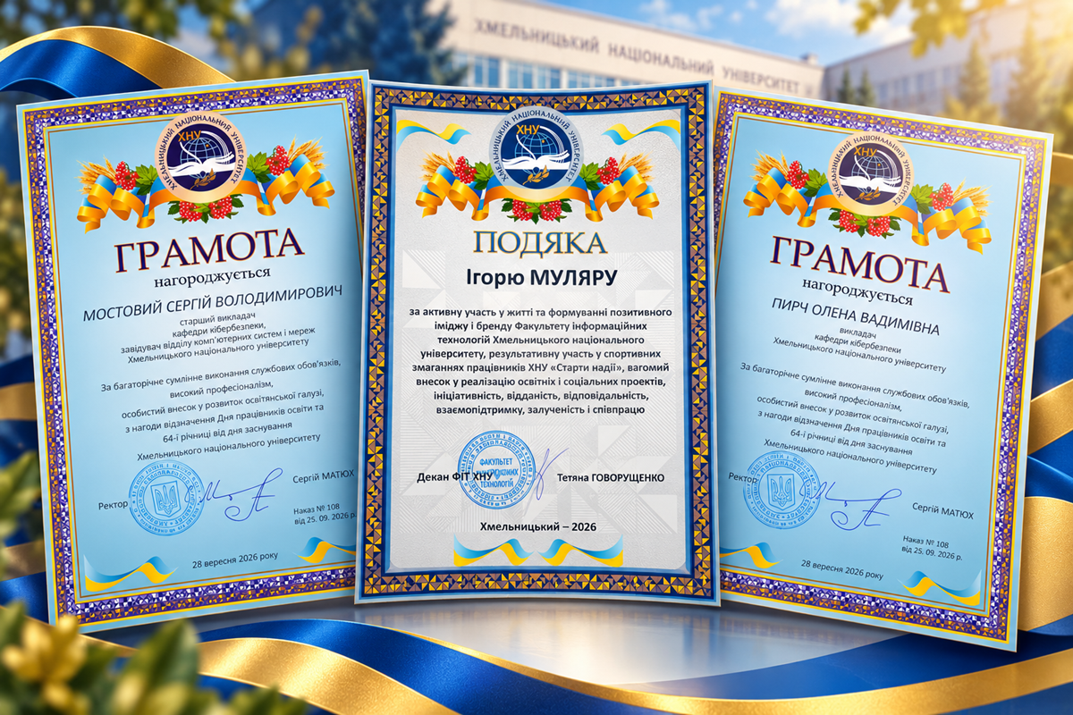 Працівників кафедри кібербезпеки відзначено з нагоди професійного свята та річниці університету